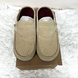 Spenco Orthotic Memory Foam Suede Mules Siesta Mosaic Tan Amazing Comfort NWB